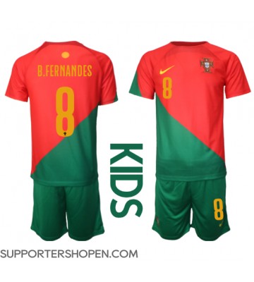 Portugal Bruno Fernandes #8 Hemmatröja Barn VM 2022 Kortärmad (+ korta byxor)